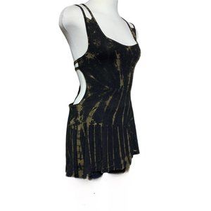 Women's Brown and Grey Hand Dyed Fairy Trip Short Sleeve Blouse